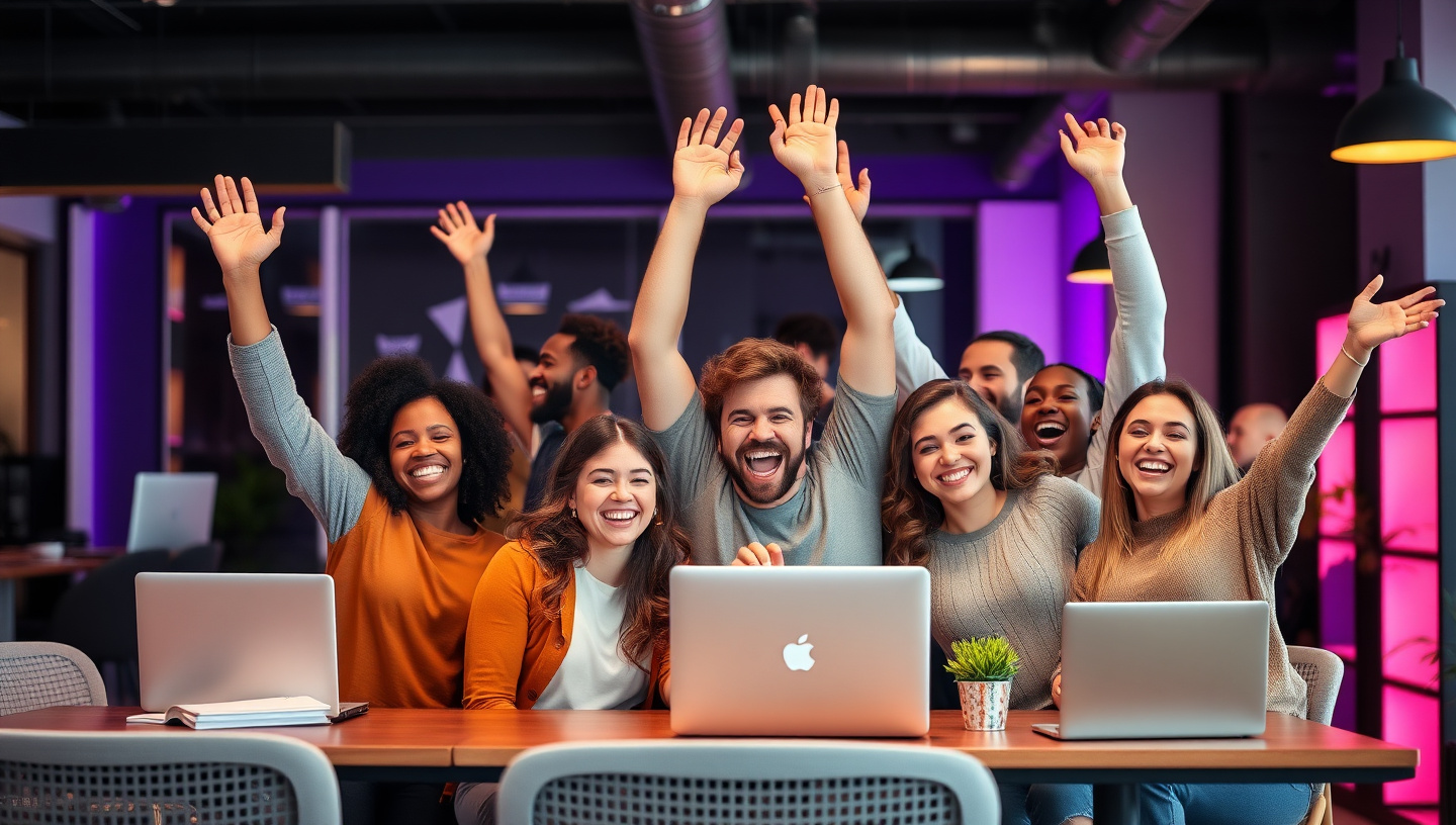 Estudiantes exitosos celebrando su graduación
